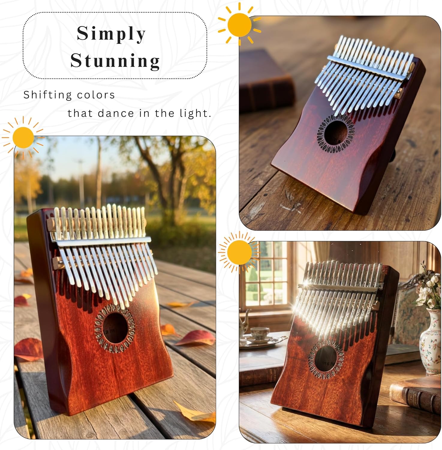 Kalimba Thumb Piano 17 Keys, Portable Mbira Finger Piano Gifts for Kids and Adults Beginners